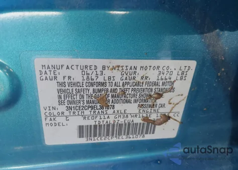 2014 Nissan Versa Note Sv from USA, damaged, VIN 3N1CE2CP9EL361078